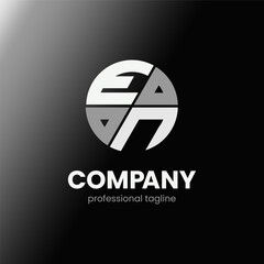 letter EN initial in monochrome flat design circle shape logo vector illustration