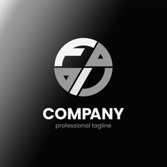 letter FI initial in monochrome flat design circle shape logo vector illustration