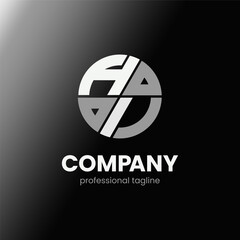 letter HI initial in monochrome flat design circle shape logo vector illustration