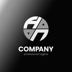 letter HN initial in monochrome flat design circle shape logo vector illustration