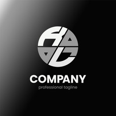 letter KL initial in monochrome flat design circle shape logo vector illustration