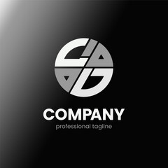 letter LD initial in monochrome flat design circle shape logo vector illustration