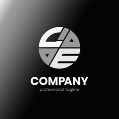 letter LE initial in monochrome flat design circle shape logo vector illustration