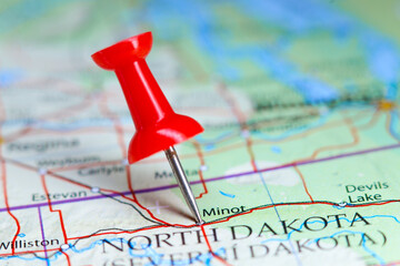 Minot, North Dakota pin on map