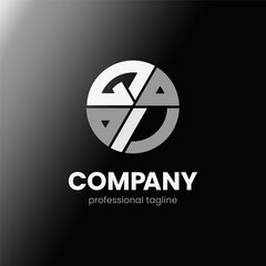 letter QI initial in monochrome flat design circle shape logo vector illustration