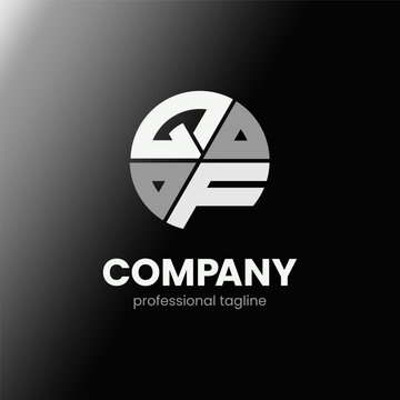 letter QF initial in monochrome flat design circle shape logo vector illustration