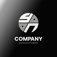 letter YN initial in monochrome flat design circle shape logo vector illustration