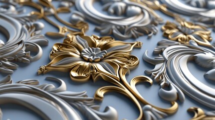 Royal 3D floral pattern.