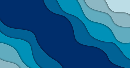 abstract paper cut background with deep waves modern style, sea color layers with smooth shadow, design layout for banners presentations, flyers, posters and invitations, vector illustration