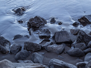 beach with black volcanic sand on  Tenerife