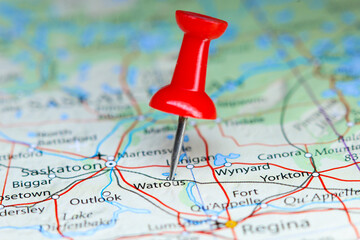 Watrous, Canada pin on map