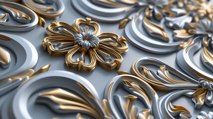 Royal 3D floral pattern.