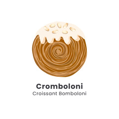 Vector illustration of new york rolls croissant or cromboloni with almonds topping