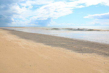 Fototapeta na wymiar Idyllic sand beach near Granville in Basse Normandie, France
