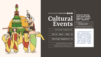 Javanese Merti desa culture ceremony design template idea for social media post