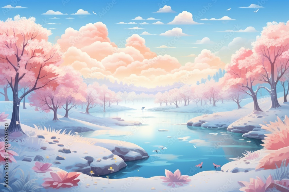 Canvas Prints Frosty Morning Landscapes - Generative AI