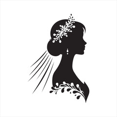 Tranquil Twilight Bride Silhouette: Serene Elegance for Romantic Designs and Bride Black Vector Stock
