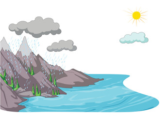 Fototapeta na wymiar Mountains and river vector illustration