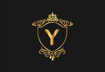 Y latter logo design with nature beauty Premium Vector