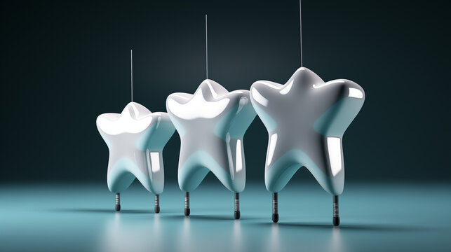 Braces alone against a white background. The review receives five stars. The highest rating, great customer feedback, and a satisfaction suggestion. three-dimensional rendering 3D tooth icon for 
