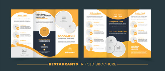 Restaurant Culinary Delight Trifold Menu - Tempting Design for Foodies | Business Advertisement Layout Design | Easy To Edit & Customize	