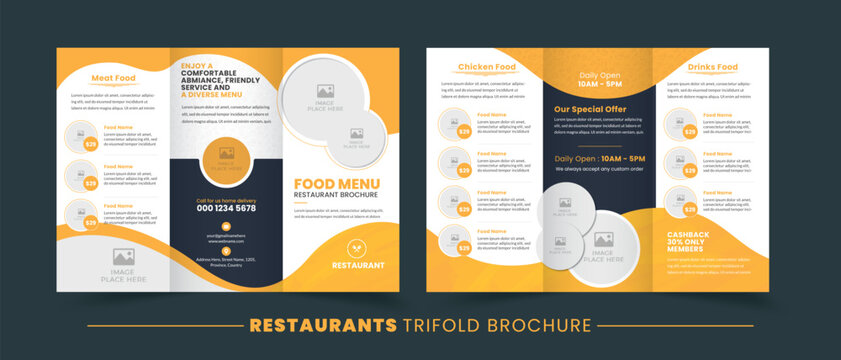 Restaurant Culinary Delight Trifold Menu - Tempting Design for Foodies | Business Advertisement Layout Design | Easy To Edit & Customize	