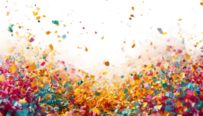 Rolgordijnen Colorful Confetti seamless pattern background, carnival concept, transparent background, gold confetti, celebration, isolated party decoration, illustration, birthday, holiday, celebrate, festive © gfx_nazim