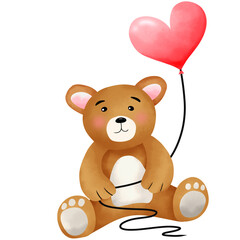 Teddy Bear Holding Love Balloon