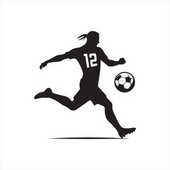 Fototapeta na wymiar Sporting Victory: A Silhouette of a Football Player Basking in Success, Ideal for Sports-themed Designs and Sportsman Black Vector Stock 