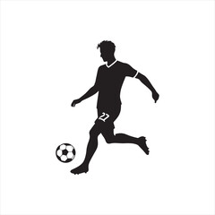 Sporting Prowess: Football Player Silhouette Demonstrating Exceptional Skill, Great for Sports Advertising and Sportsman Black Vector Stock

