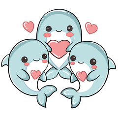 Fototapeta premium Dolphins for Valentine's Day
