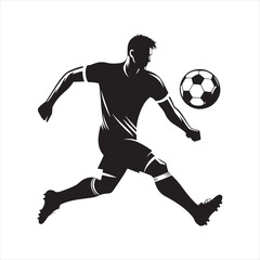 Goal Celebration: Football Player Silhouette in Euphoric Moment, Ideal for Sports Illustrations and Sportsman Black Vector Stock
