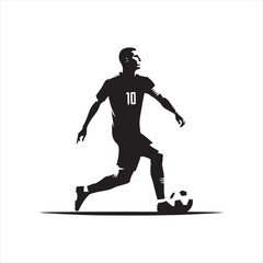 Fototapeta premium Precision Play: Silhouette of a Football Player Showcasing Accuracy, Perfect for Sports Marketing and Sportsman Black Vector Stock 