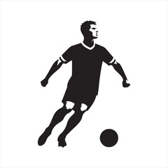 Fototapeta na wymiar Dynamic Maneuvers: Football Player Silhouette Demonstrating Skill, Perfect for Sports Posters and Sportsman Black Vector Stock 