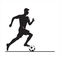 Fototapeta na wymiar Victory Charge: A Silhouette of a Football Player Leading the Team, Great for Sports Advertising and Sportsman Black Vector Stock 