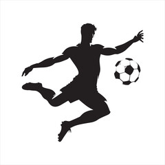 Fototapeta na wymiar Athletic Drive: Silhouette of a Football Player Exhibiting Determination, Great for Sports Marketing and Sportsman Black Vector Stock 