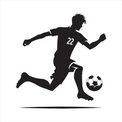 Fototapeta na wymiar Goal-scoring Moment: Football Player Silhouette Celebrating a Score, Ideal for Sports-themed Designs and Sportsman Black Vector Stock 