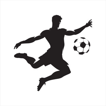 Athletic Drive: Silhouette of a Football Player Exhibiting Determination, Great for Sports Marketing and Sportsman Black Vector Stock
