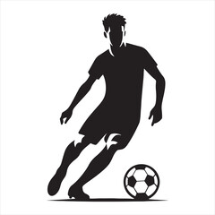 Sporting Victory: A Silhouette of a Football Player Basking in Success, Ideal for Sports-themed Designs and Sportsman Black Vector Stock

