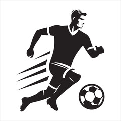 Victory Charge: A Silhouette of a Football Player Leading the Team, Great for Sports Advertising and Sportsman Black Vector Stock

