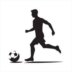 Sporting Excellence: Football Player Silhouette in a Powerful Stance, Great for Sports Graphics and Sportsman Black Vector Stock
