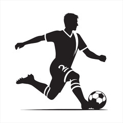 Fototapeta na wymiar Precision Passing: Football Player Silhouette in Accurate Play, Perfect for Sports Advertising and Sportsman Black Vector Stock 
