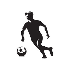 Sporting Triumph: Football Player Silhouette in Winning Pose, Ideal for Sports Illustrations and Sportsman Black Vector Stock
