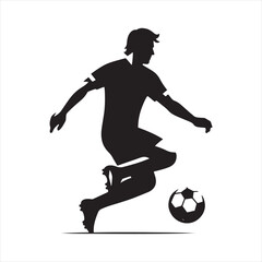Fototapeta na wymiar Athletic Precision: A Silhouette of a Football Player in Accurate Play, Ideal for Sports-themed Projects and Sportsman Black Vector Stock 