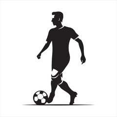 Athletic Grace: A Silhouette of a Football Player Displaying Skill and Poise, Great for Sports Concepts and Sportsman Black Vector Stock
