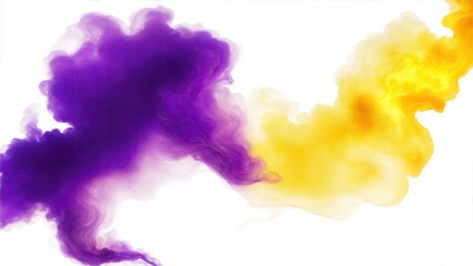 Fototapeta na wymiar Yellow and Purple smoke cloud on a white background