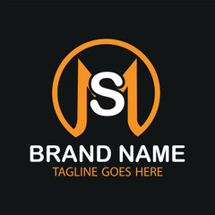 Logo design of MS in vector for construction,  Minimal awesome trendy professional logo design template on black background.