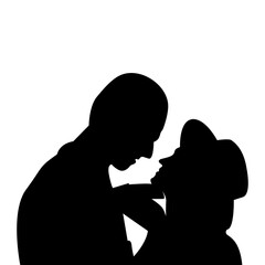 Teenage  romantic couple silhouette icon vector design 