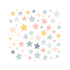 Bright vector background with multi-colored stars of different sizes, which creates a cheerful and positive atmosphere.