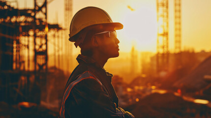 A construction worker at a construction site